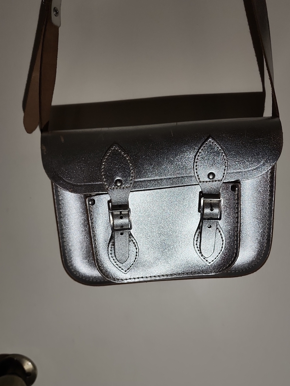 The Cambridge Satchel Company Silver Metallic 11 Inch Crossbody Satchel
